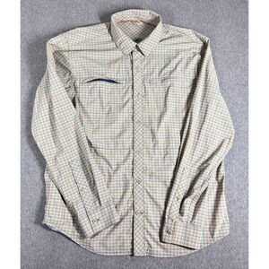 Simms Shirt Mens M Plaid Long Sleeve Fishing Button Up Nylon Outdoor Brrr